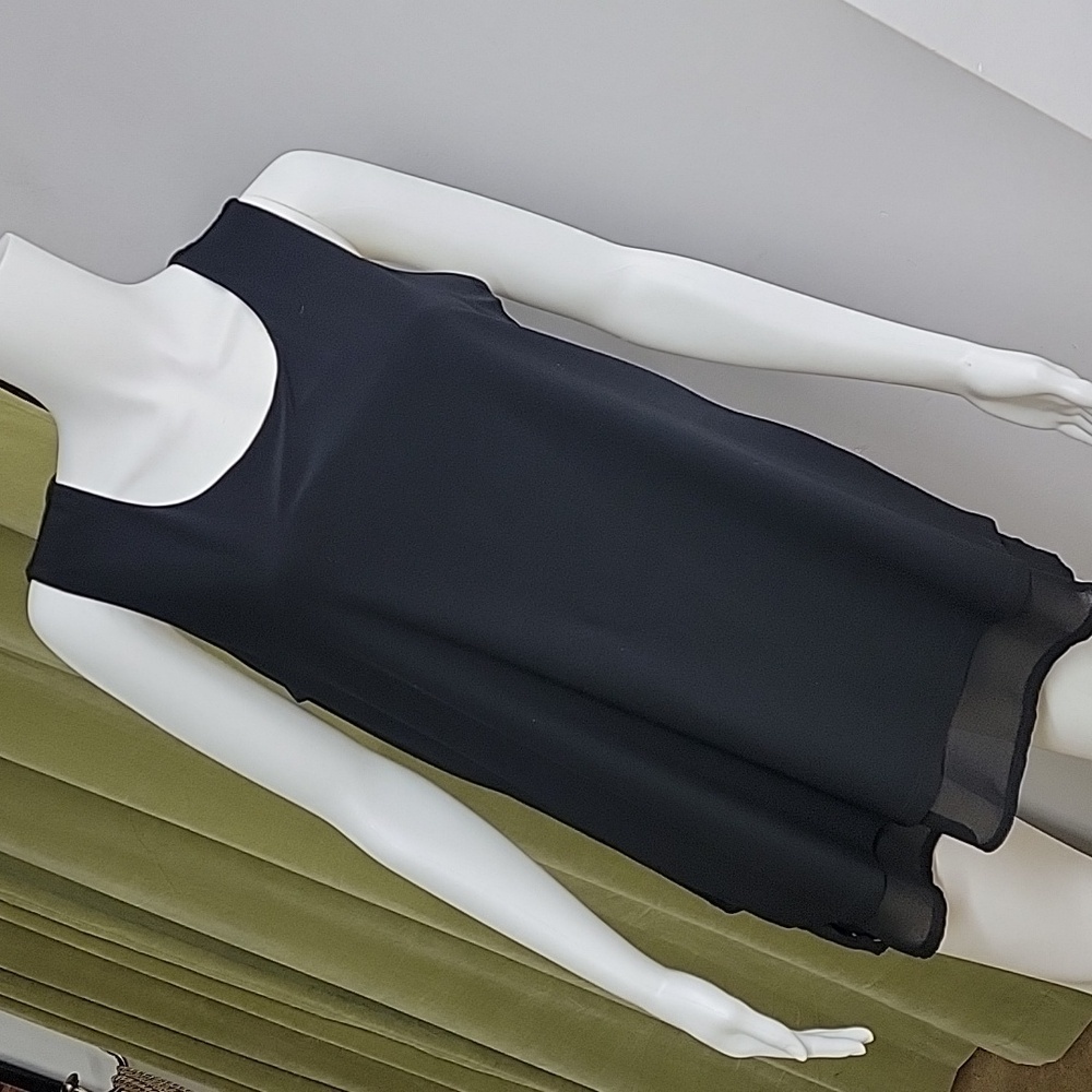 Piccadilly Little Black Layered Sleeveless Blouse Size Large